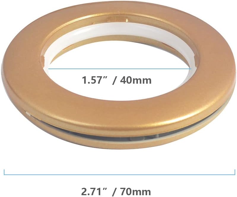 Kuasting 42 Pack Curtain Grommets 1-9/16"(40mm) Plastic Curtain Eyelet Rings Inner Diameter Nanoscale Low Noise Large Grommet Kit for Fabric (Golden) - Image 2